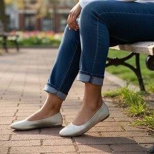 American Eagle Outfitters Gold Glitter Flat Shoes